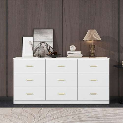 Modern White 9-Drawer Dresser
