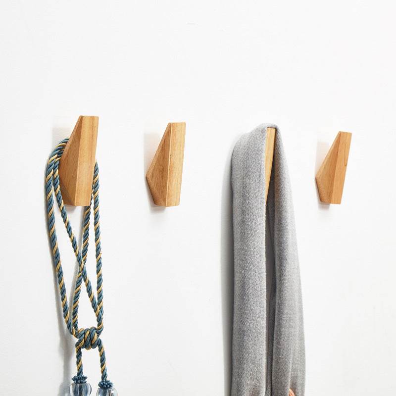 4pcs Wooden Simple Japanese Style Wall Hooks