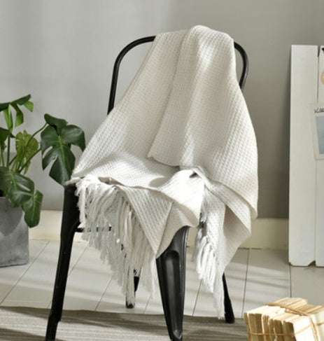 Fringed Knitted Napping Blanket