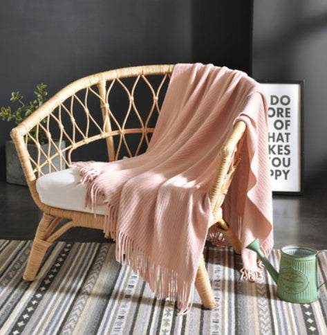 Fringed Knitted Napping Blanket