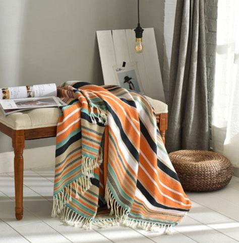 Fringed Knitted Napping Blanket