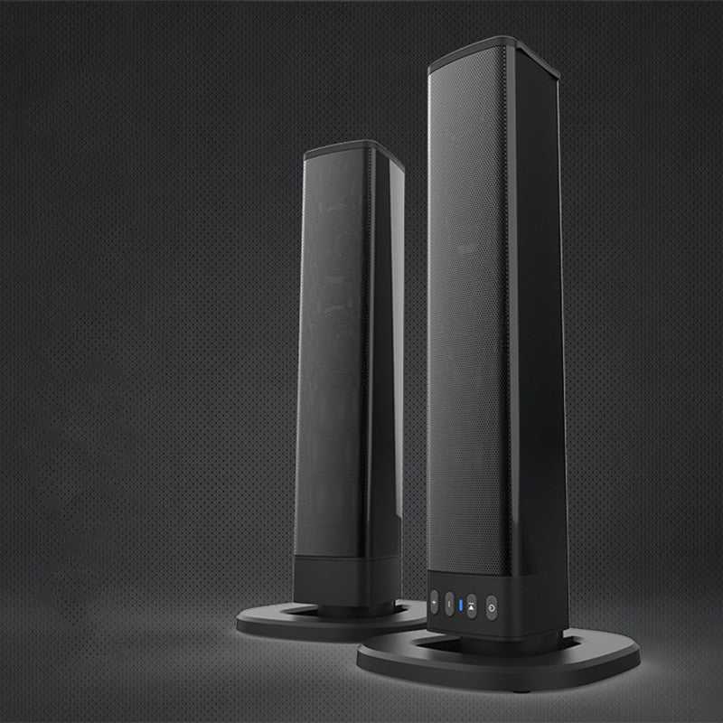 Sound Blaster Bluetooth TV Speaker with dual black speaker towers in a sleek design.