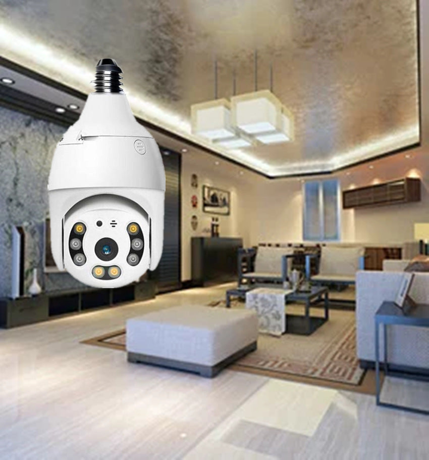 Smart Life Indoor Surveillance Camera with humanoid tracking and motion detection in a modern living room.