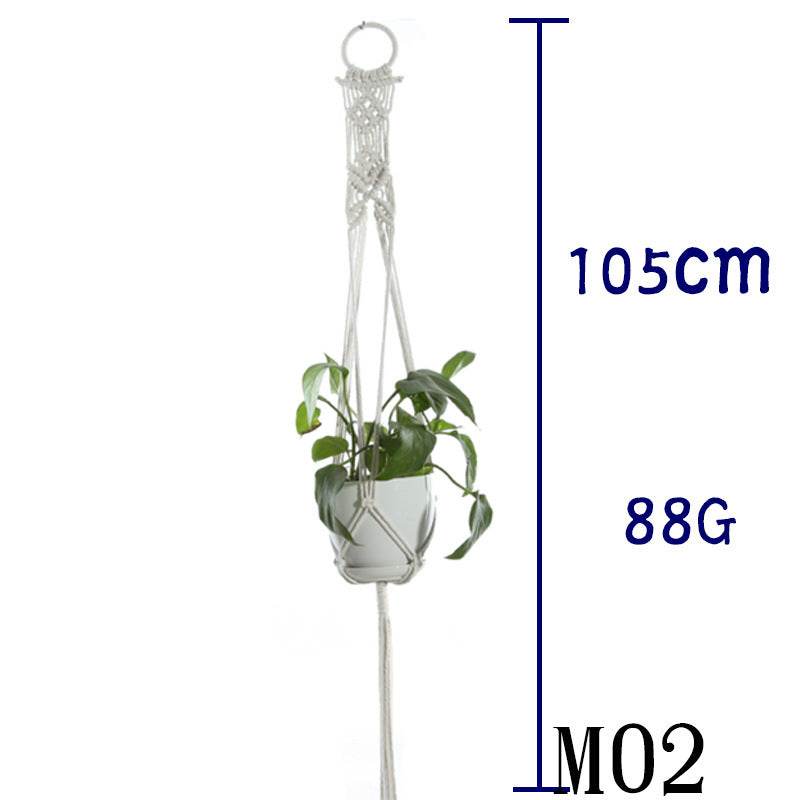 Beige cotton rope plant hanger, handmade, wall-mounted or hanging, durable and breathable design.