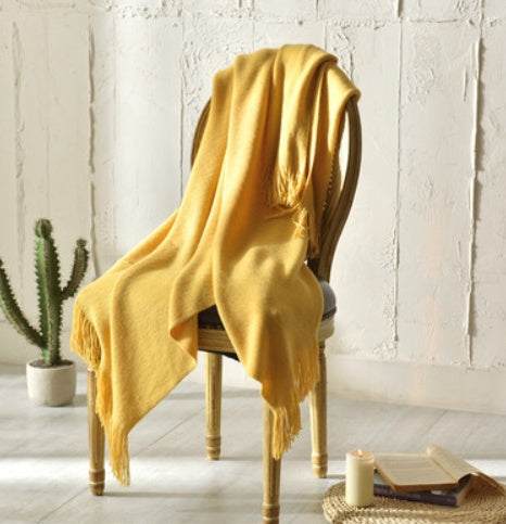 Fringed Knitted Napping Blanket