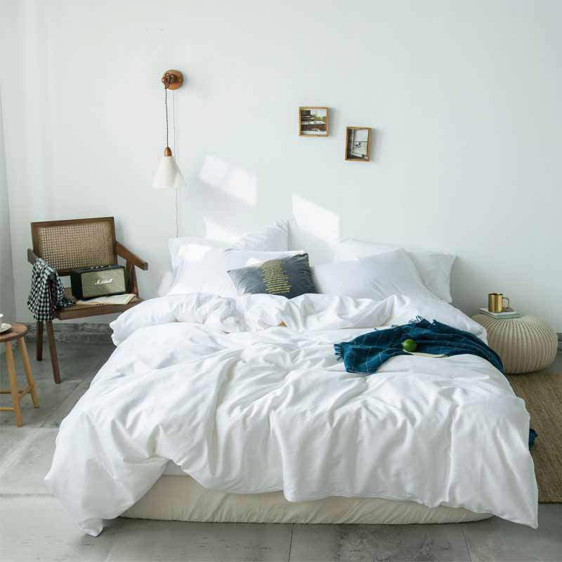 pure white bedding quilt cover set with brushed fabric