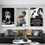 Inspirational sports quotes canvas paintings featuring Muhammad Ali for home and office decor.