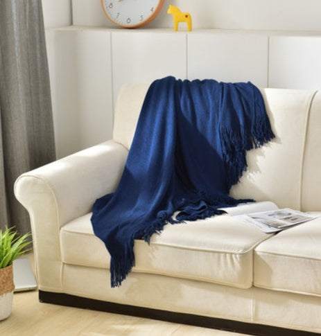 Fringed Knitted Napping Blanket