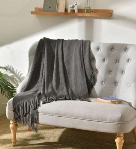 Fringed Knitted Napping Blanket