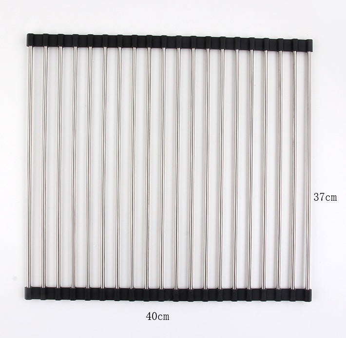 Folding kitchen drain sink rack in stainless steel, 20 tubes.