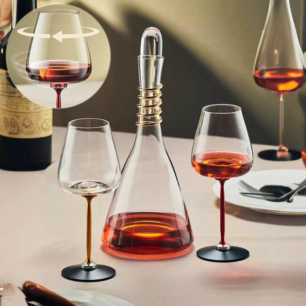 Fancy decanter cup with rotational goblets, modern simplicity design.