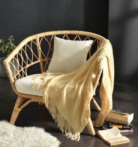 Fringed Knitted Napping Blanket