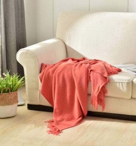Fringed Knitted Napping Blanket