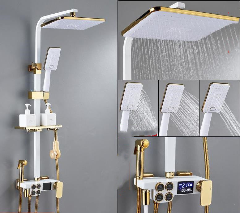 Handheld shower head lift shower set with ceramic disc spool, precise plating, and intelligent temperature control.