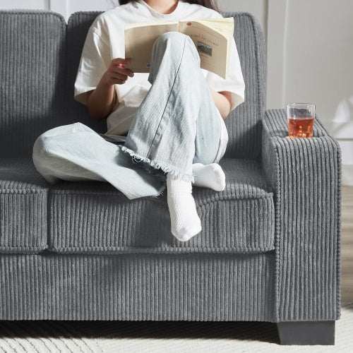 Corduroy Modern 3-Seater Sofa,