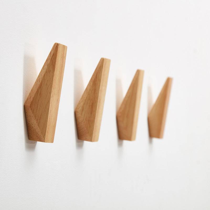 4pcs Wooden Simple Japanese Style Wall Hooks