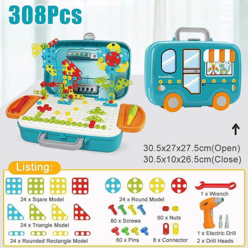132/308Pcs Kids Electric Drill Toys DIY