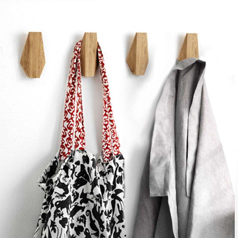 4pcs Wooden Simple Japanese Style Wall Hooks