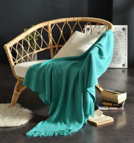 Fringed Knitted Napping Blanket