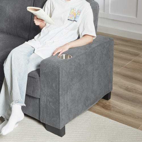 Corduroy Modern 3-Seater Sofa,